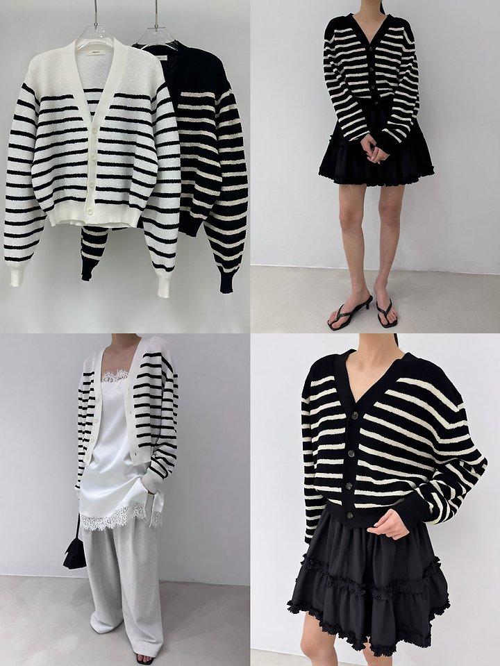 Neroli36 - Korean Women Fashion - #momslook - M Viscose Stripe Cardigan - 4
