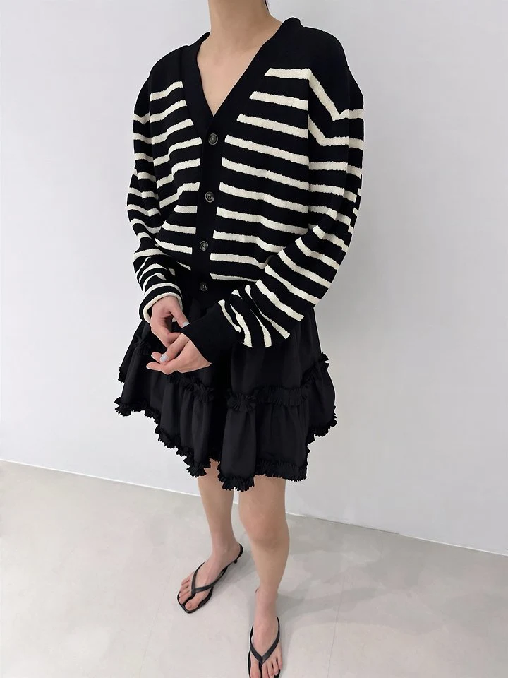 Neroli36 - Korean Women Fashion - #womensfashion - M Viscose Stripe Cardigan - 8