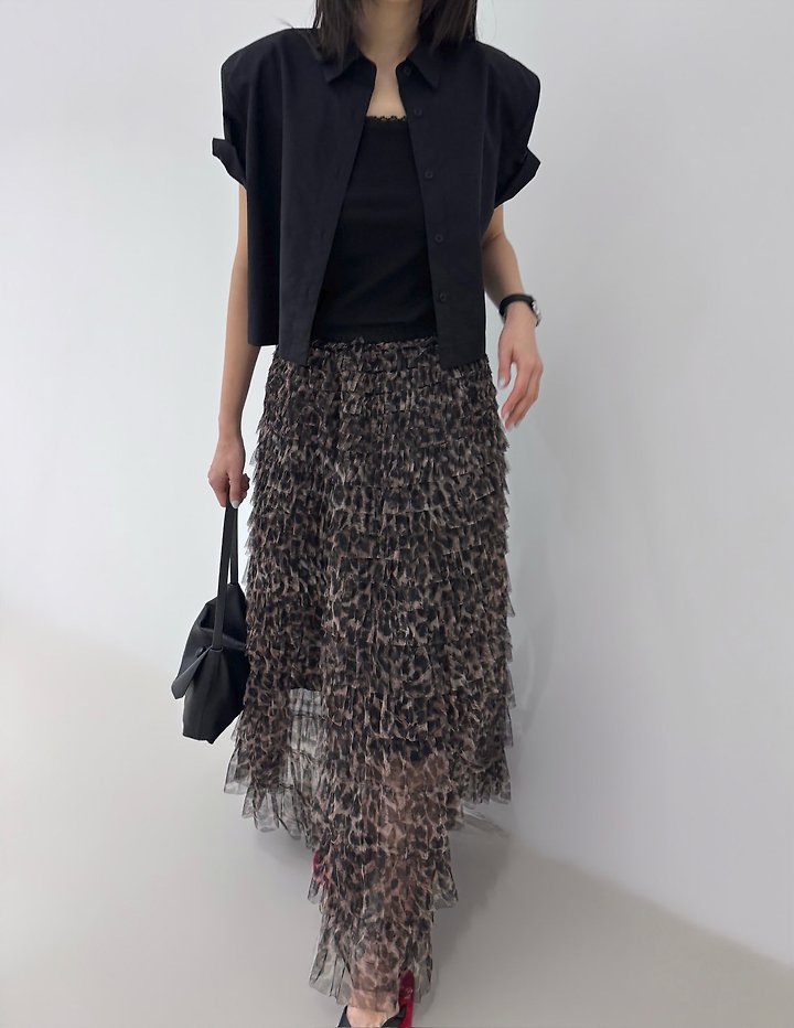 Neroli36 - Korean Women Fashion - #womensfashion - M Leopard Mesh Skirt - 9