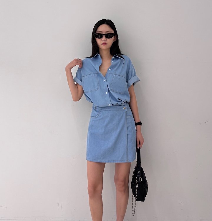 Neroli36 - Korean Women Fashion - #womensfashion - High Denim Shirt - 5