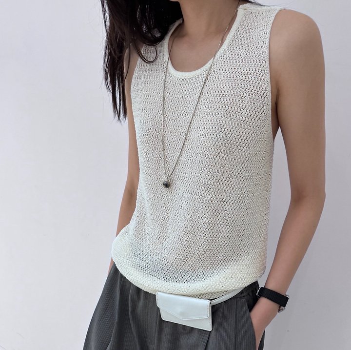 Neroli36 - Korean Women Fashion - #womensfashion - Paper Knit Sleeveless Top - 11