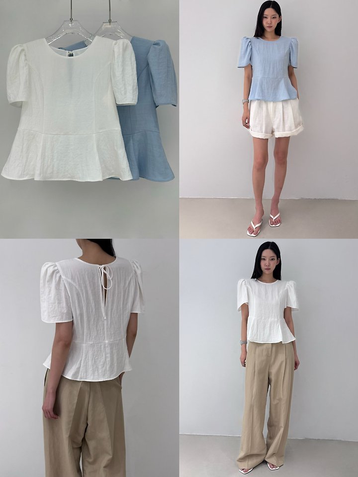 Neroli36 - Korean Women Fashion - #momslook - Soft Puff Blouse - 4