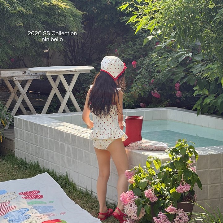 Ninibello - Korean Baby Fashion - #babyootd - Rosy Berry Swimwear (Bonnet Set) - 4