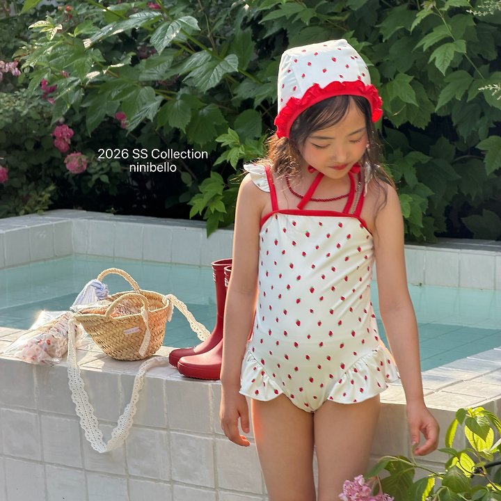 Ninibello - Korean Baby Fashion - #onlinebabyboutique - Rosy Berry Swimwear (Bonnet Set) - 7