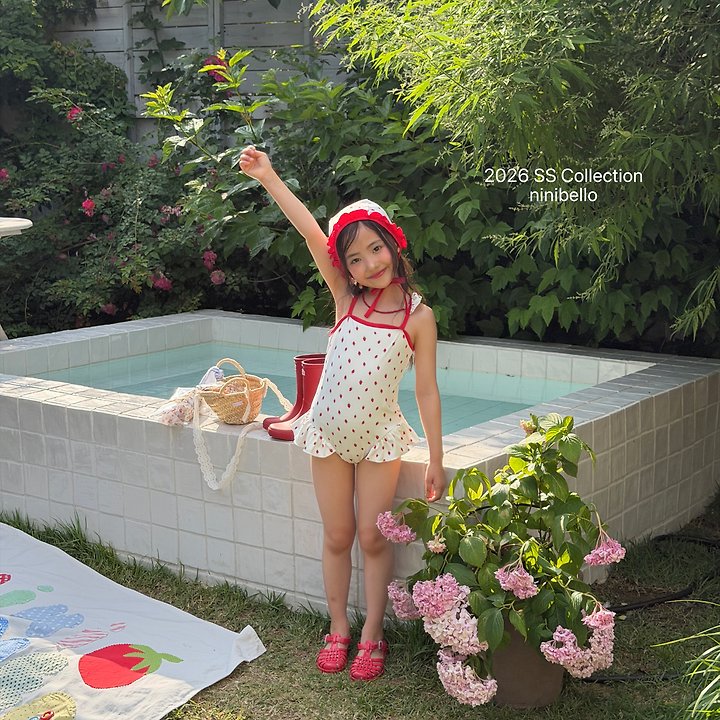 Ninibello - Korean Baby Fashion - #onlinebabyshop - Rosy Berry Swimwear (Bonnet Set) - 8