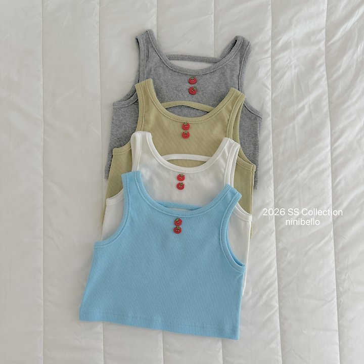 Ninibello - Korean Children Fashion - #designkidswear - Tomato Button Sleeveless Tee
