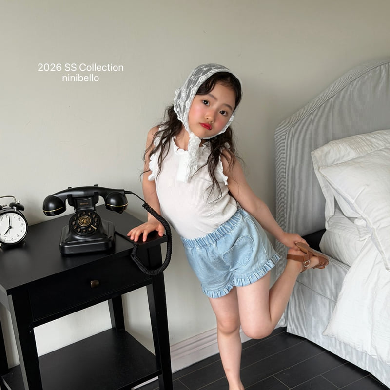 Ninibello - Korean Children Fashion - #magicofchildhood - Heart Frill Denim Pants - 11