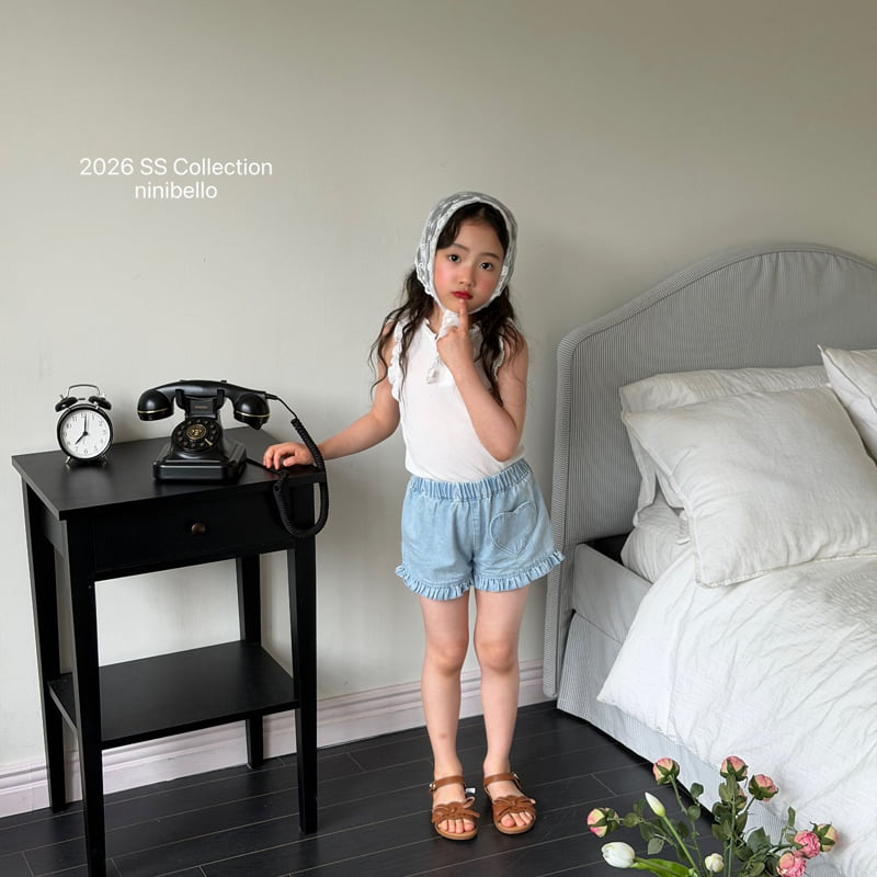 Ninibello - Korean Children Fashion - #minifashionista - Heart Frill Denim Pants - 12