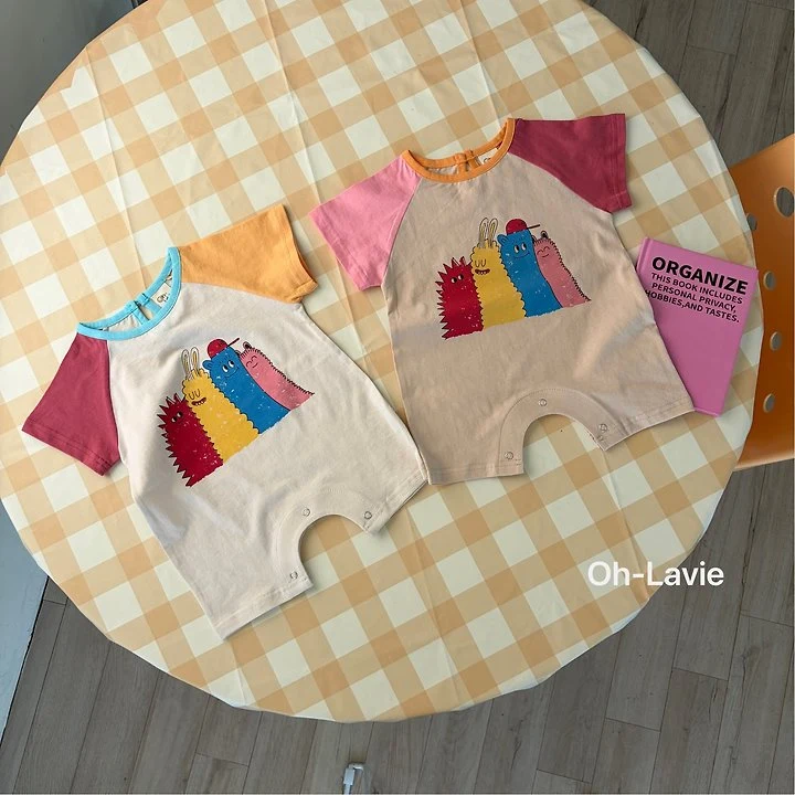 Oh lavie - Korean Baby Fashion - #babyboutiqueclothing - Monster Raglan Baby Suit