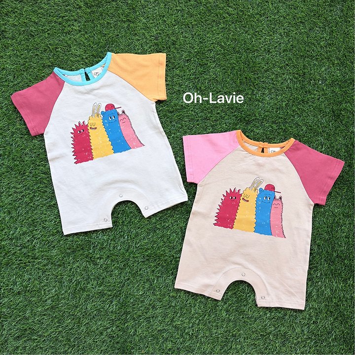 Oh lavie - Korean Baby Fashion - #babyclothing - Monster Raglan Baby Suit - 2