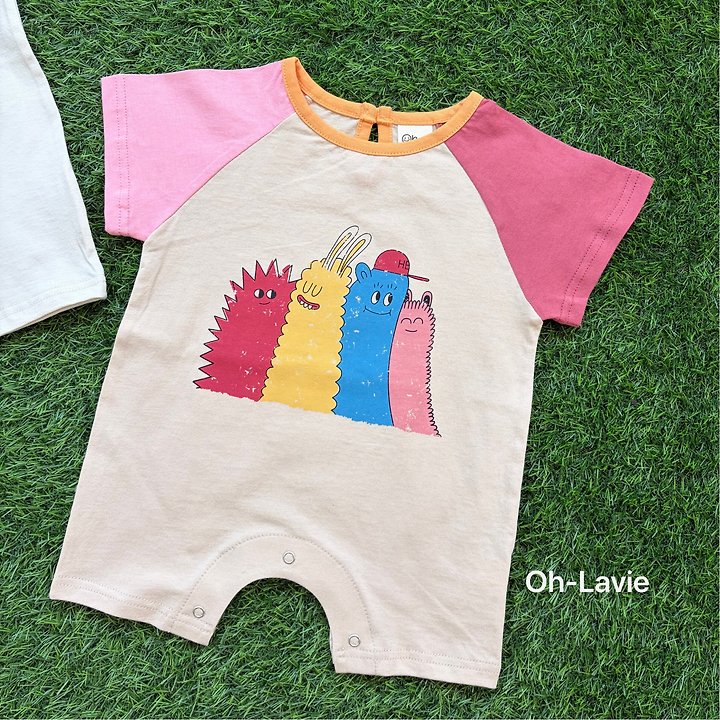 Oh lavie - Korean Baby Fashion - #babyfashion - Monster Raglan Baby Suit - 4