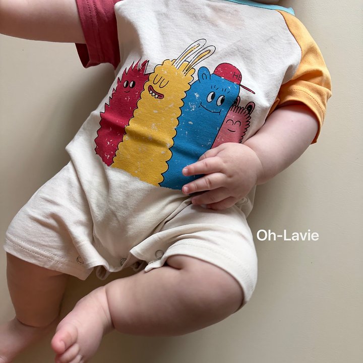Oh lavie - Korean Baby Fashion - #onlinebabyboutique - Monster Raglan Baby Suit - 12