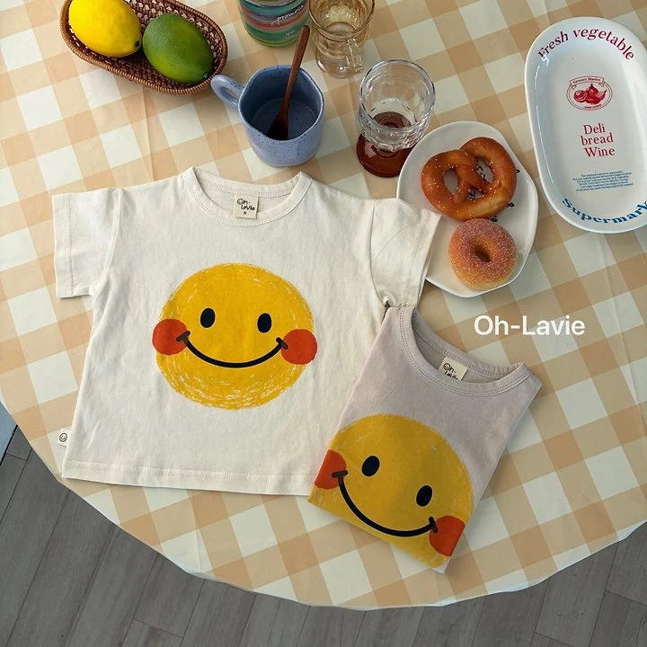 Oh lavie - Korean Children Fashion - #designkidswear - Smile Blush Short Sleeve Tee