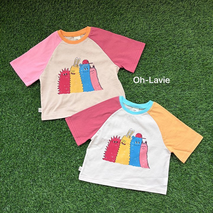Oh lavie - Korean Children Fashion - #discoveringself - Monster Raglan Tee