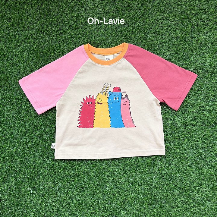 Oh lavie - Korean Children Fashion - #kidsshorts - Monster Raglan Tee - 3