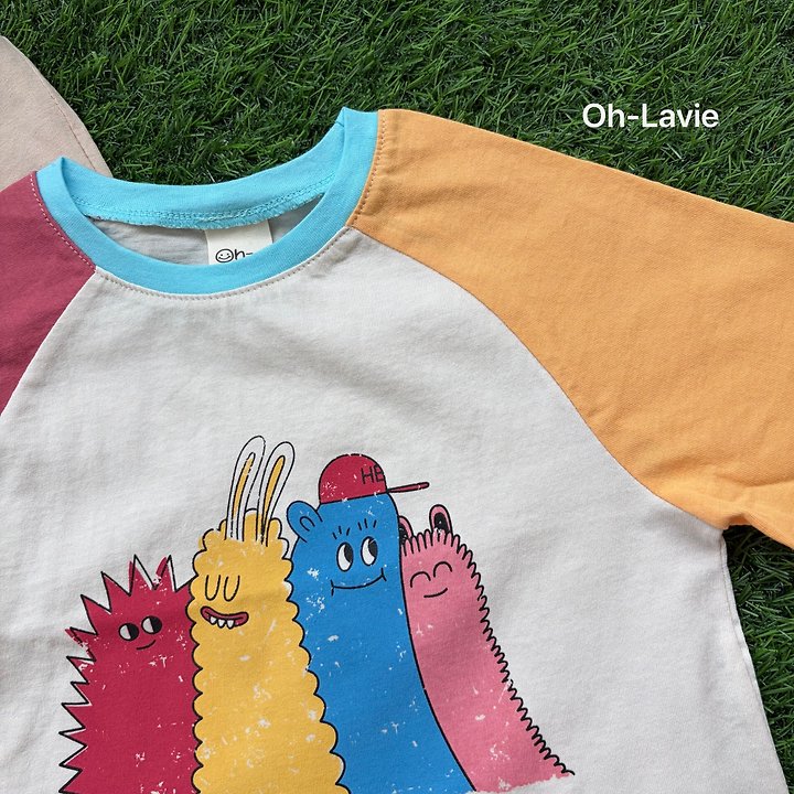 Oh lavie - Korean Children Fashion - #kidsshorts - Monster Raglan Tee - 4