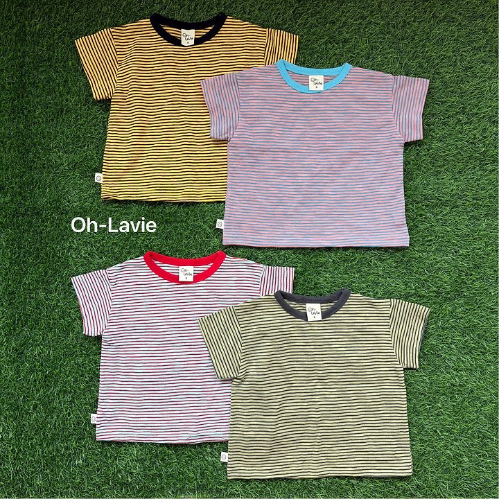 Oh lavie - Korean Children Fashion - #kidsstore - Mini Striped Short Sleeve Tee - 2