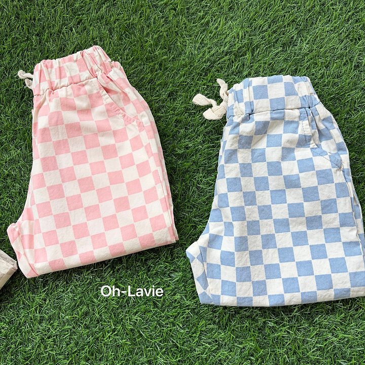 Oh lavie - Korean Children Fashion - #todddlerfashion - Border Check Cotton Pants - 8