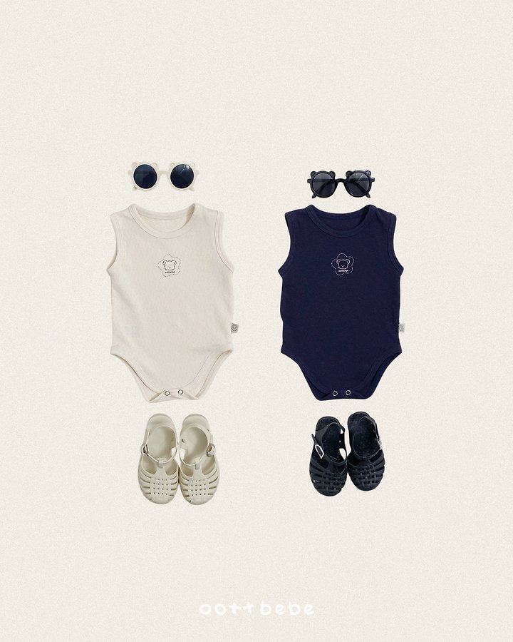 Oott Bebe - Korean Baby Fashion - #onlinebabyshop - Cotton Pure Sleeveless Suit