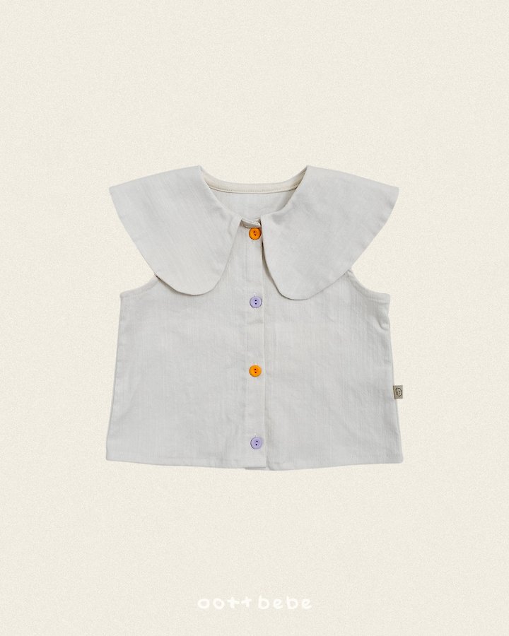 Oott Bebe - Korean Children Fashion - #Kfashion4kids - Heart Denim Collar Blouse - 2