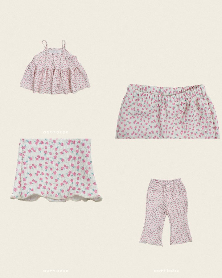 Oott Bebe - Korean Children Fashion - #childofig - Peach Flower Sleeveless Set - 9