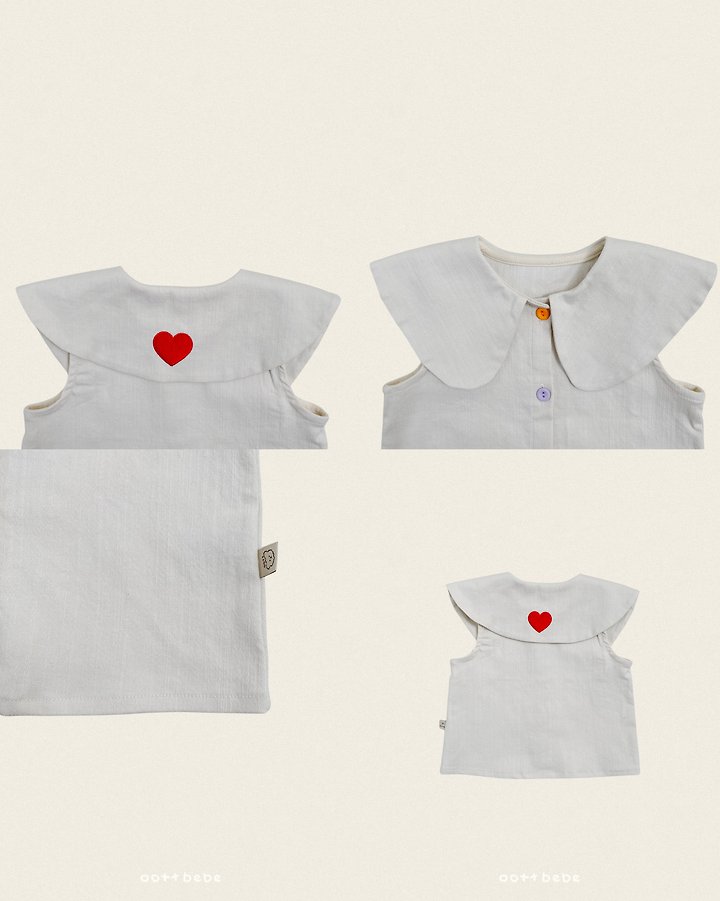Oott Bebe - Korean Children Fashion - #childofig - Heart Denim Collar Blouse - 10