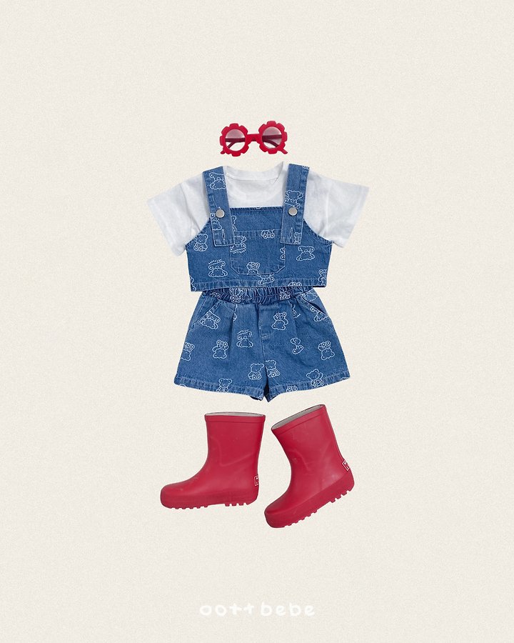 Oott Bebe - Korean Children Fashion - #childrensboutique - Otti Denim Crop Overalls