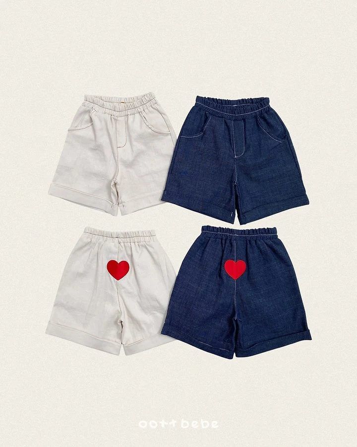Oott Bebe - Korean Children Fashion - #designkidswear - Heart Denim Cuff Pants