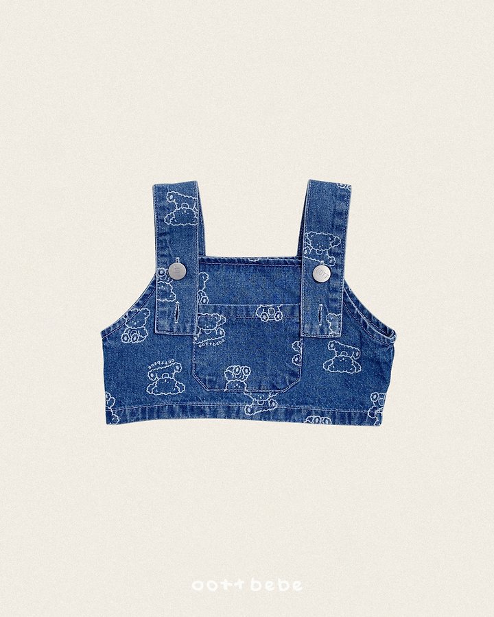 Oott Bebe - Korean Children Fashion - #discoveringself - Otti Denim Crop Overalls - 3