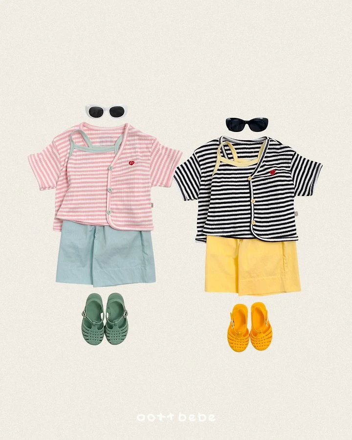 Oott Bebe - Korean Children Fashion - #discoveringself - Knit Rib Cardigan Set (set of 2)