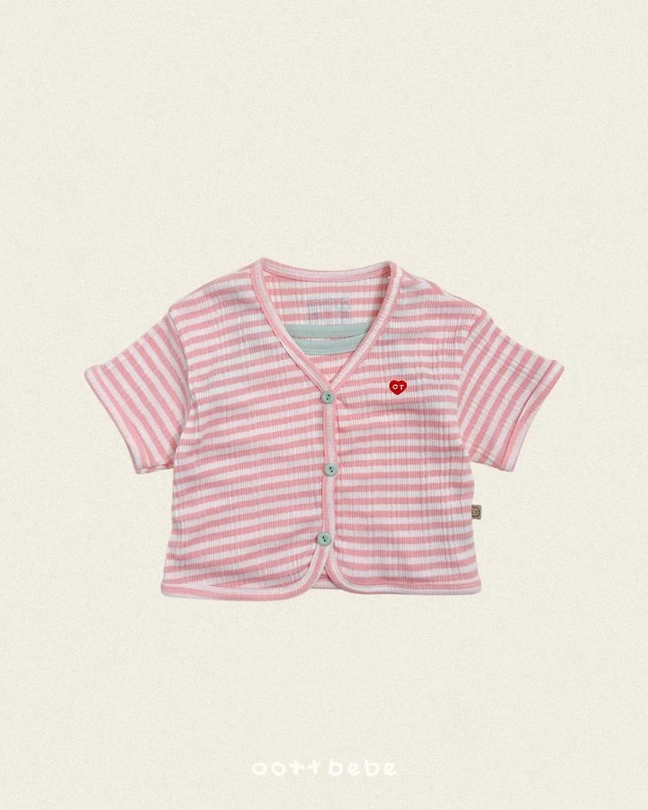 Oott Bebe - Korean Children Fashion - #fashionkids - Knit Rib Cardigan Set (set of 2) - 2