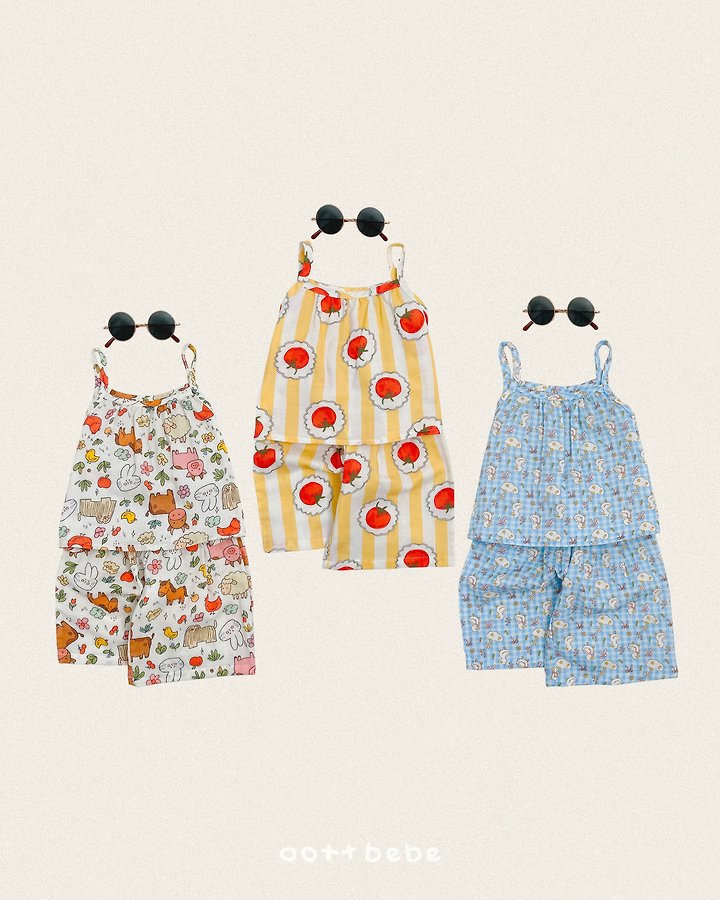 Oott Bebe - Korean Children Fashion - #fashionkids - Animal Crinkle Sleeveless Set