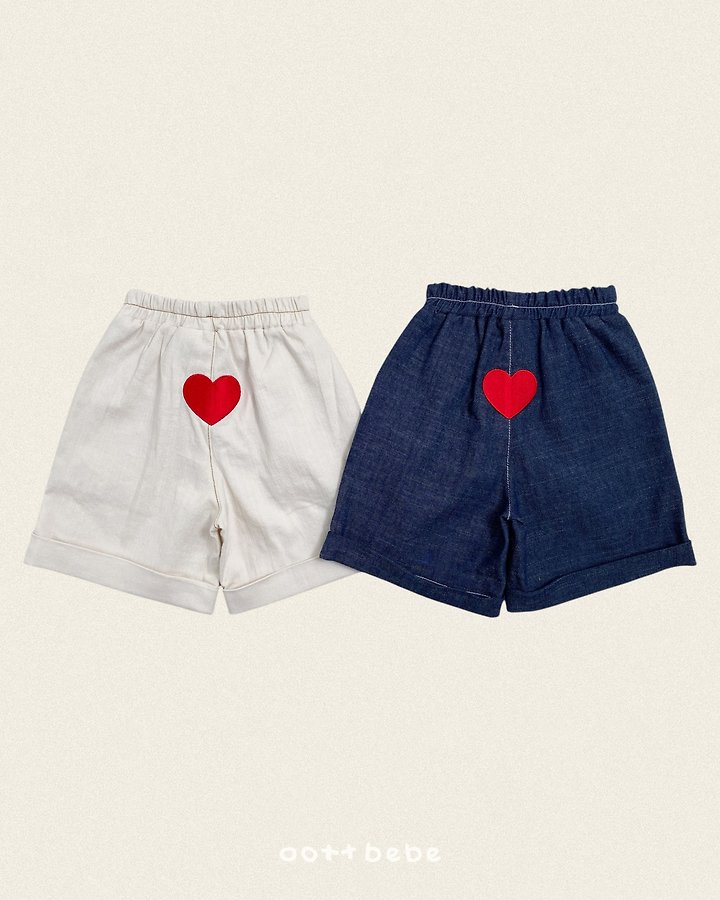 Oott Bebe - Korean Children Fashion - #kidsstore - Heart Denim Cuff Pants - 5