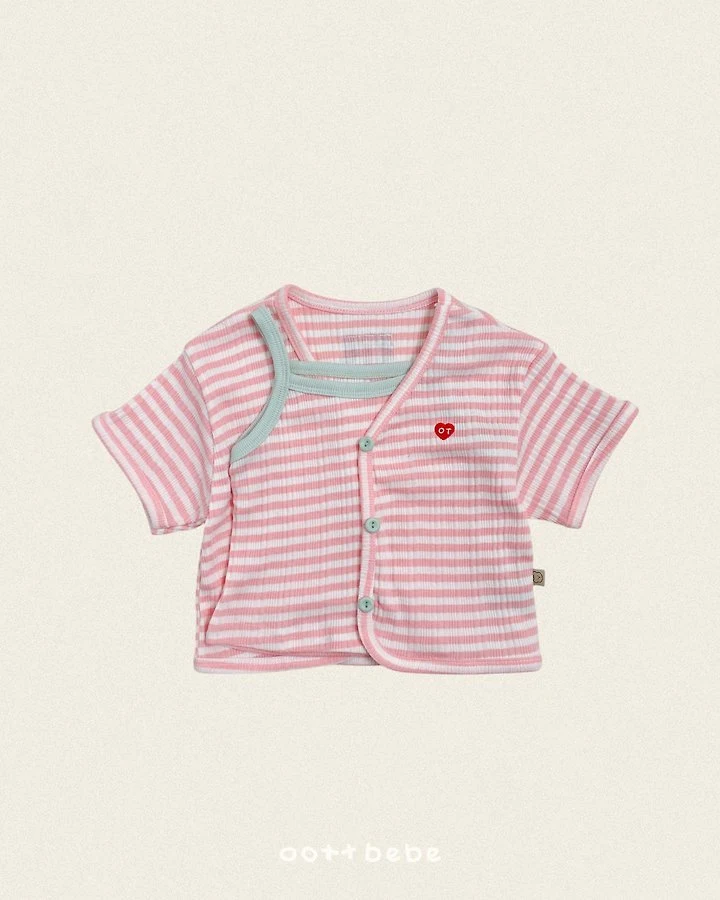 Oott Bebe - Korean Children Fashion - #kidsshorts - Knit Rib Cardigan Set (set of 2) - 4