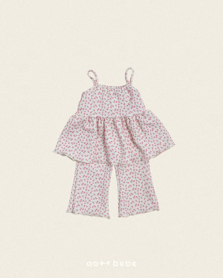 Oott Bebe - Korean Children Fashion - #littlefashionista - Peach Flower Sleeveless Set - 2