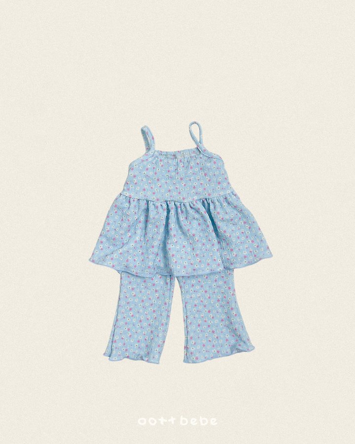 Oott Bebe - Korean Children Fashion - #magicofchildhood - Peach Flower Sleeveless Set - 3