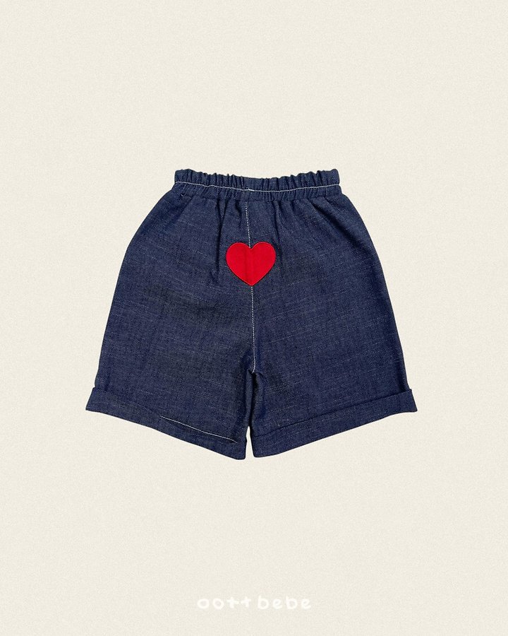 Oott Bebe - Korean Children Fashion - #magicofchildhood - Heart Denim Cuff Pants - 9