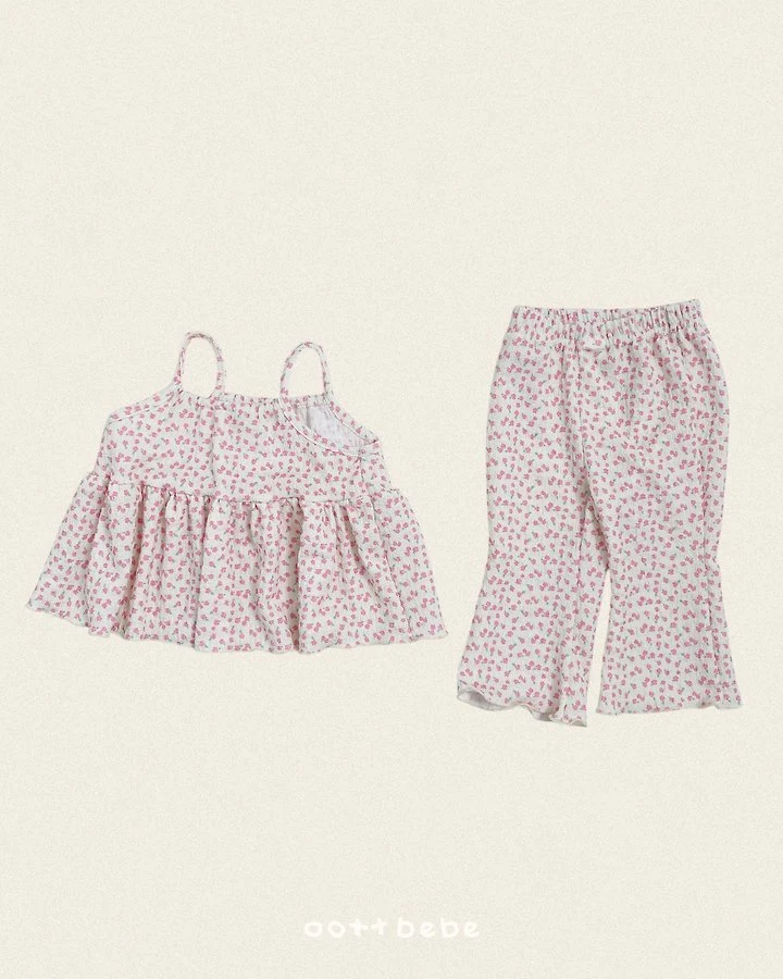 Oott Bebe - Korean Children Fashion - #magicofchildhood - Peach Flower Sleeveless Set - 4