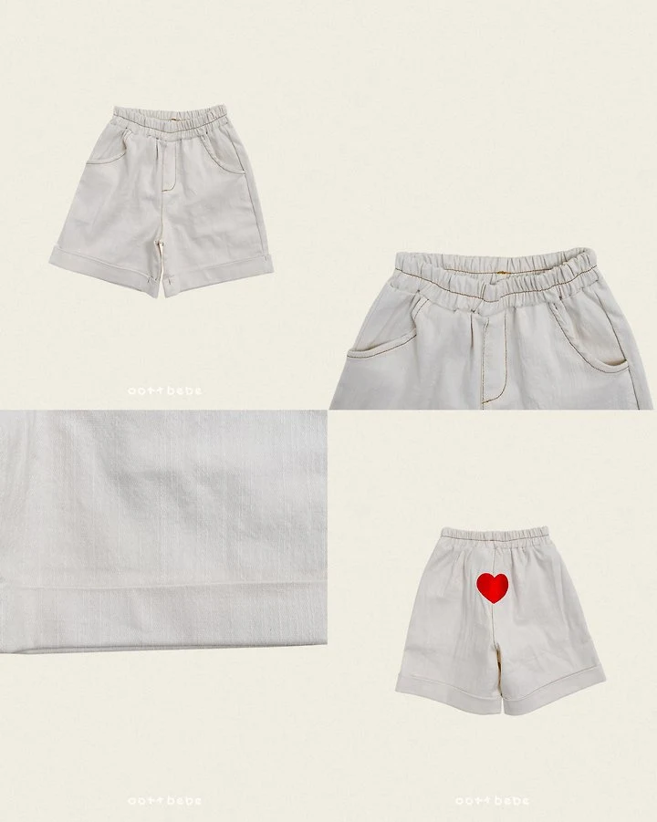 Oott Bebe - Korean Children Fashion - #minifashionista - Heart Denim Cuff Pants - 10