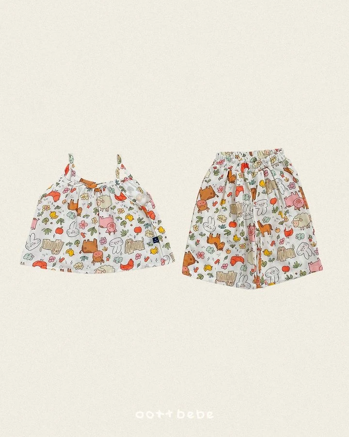 Oott Bebe - Korean Children Fashion - #minifashionista - Animal Crinkle Sleeveless Set - 8