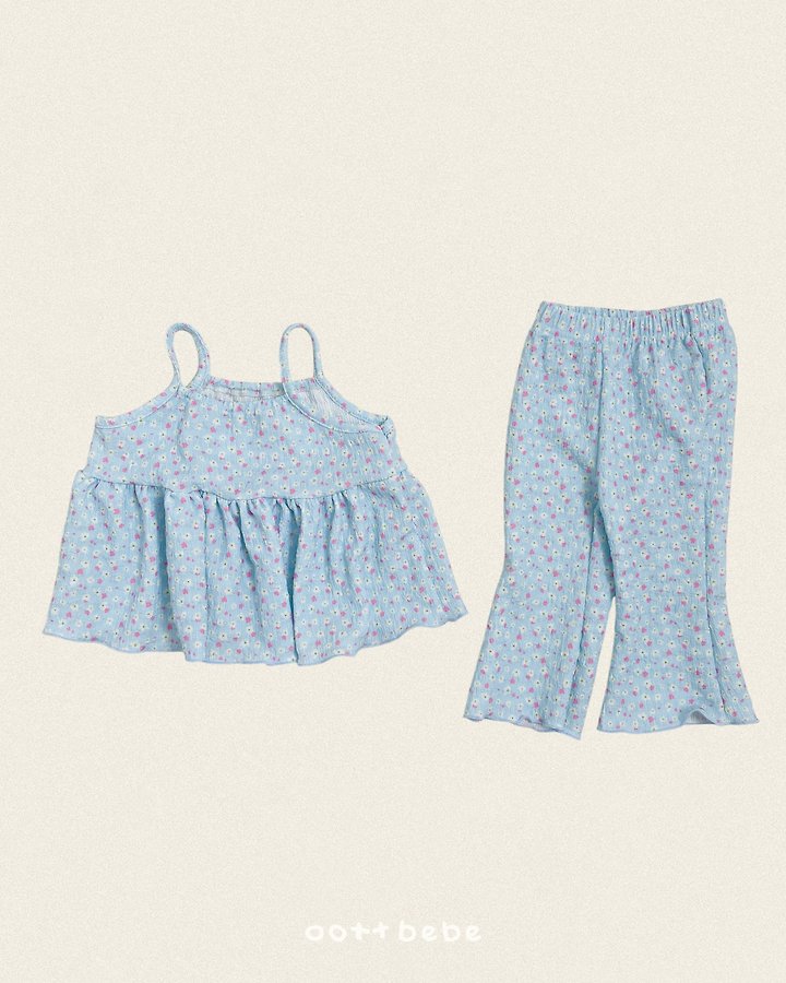 Oott Bebe - Korean Children Fashion - #prettylittlegirls - Peach Flower Sleeveless Set - 5