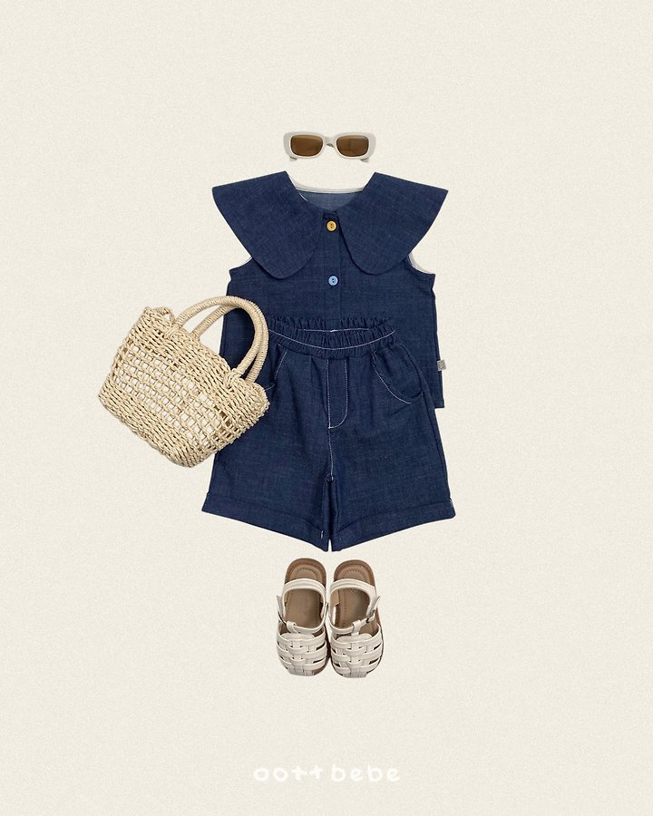 Oott Bebe - Korean Children Fashion - #todddlerfashion - Heart Denim Collar Blouse - 7