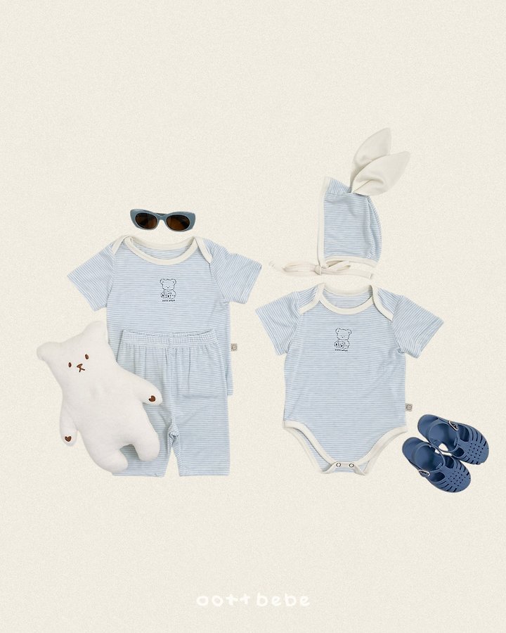 Oott Bebe - Korean Children Fashion - #toddlerclothing - Chewy Stripe Easywear - 6