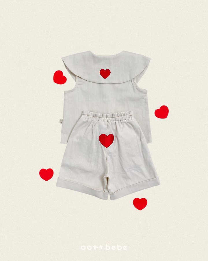 Oott Bebe - Korean Children Fashion - #toddlerclothing - Heart Denim Collar Blouse - 8