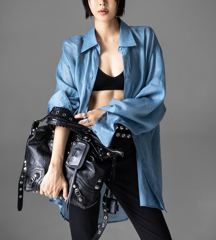 Paper Moon - Korean Women Fashion - #momslook - Vivid Oversized Linen Button-Down Shirt