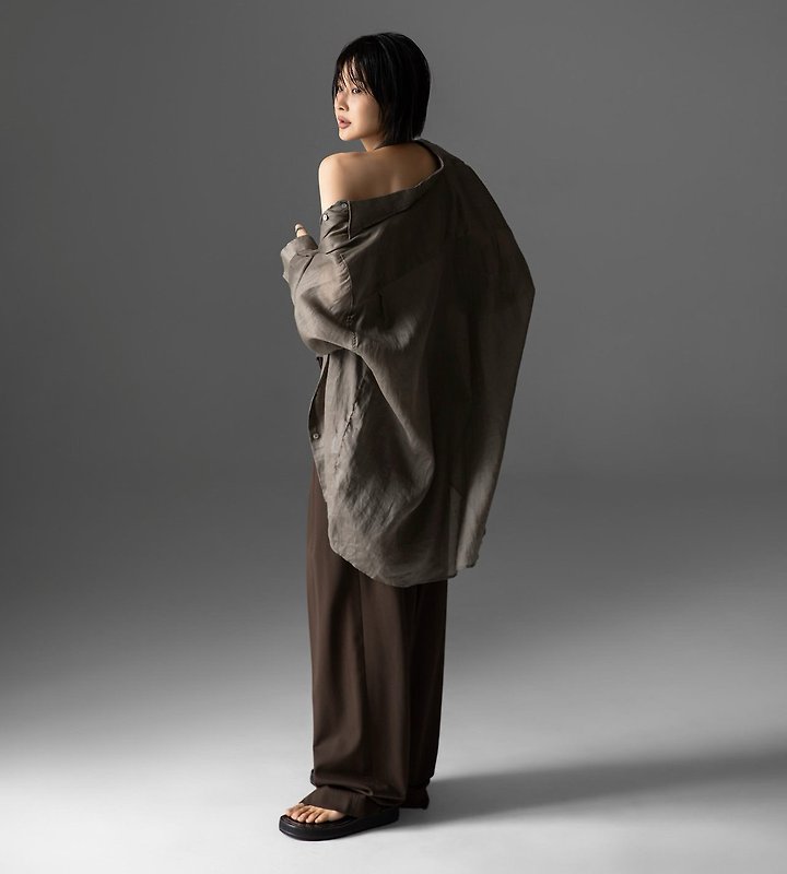 Paper Moon - Korean Women Fashion - #momslook - Vivid Oversized Linen Button-Down Shirt - 11