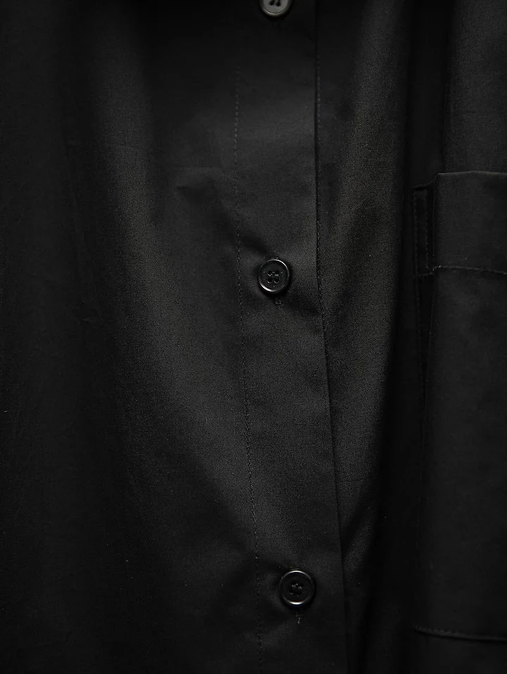 Paper Moon - Korean Women Fashion - #momslook - Oversized Knot Sleeve Detail Button-Down Shirt One-piece - 10