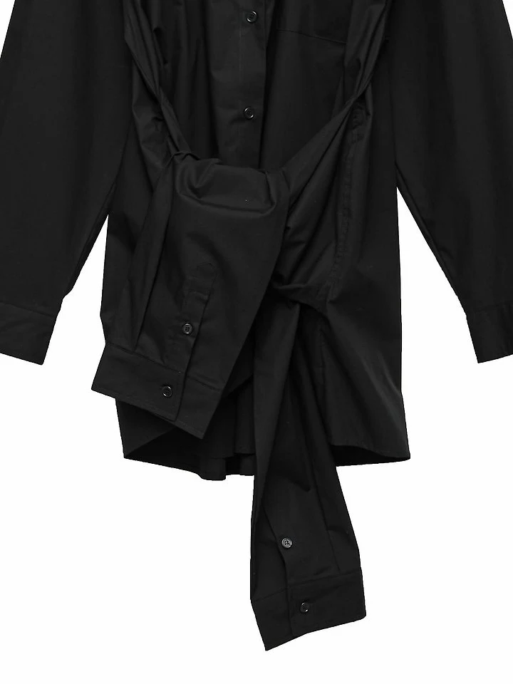 Paper Moon - Korean Women Fashion - #momslook - Oversized Knot Sleeve Detail Button-Down Shirt One-piece - 12