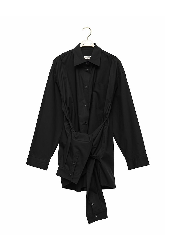Paper Moon - Korean Women Fashion - #momslook - Oversized Knot Sleeve Detail Button-Down Shirt One-piece - 6
