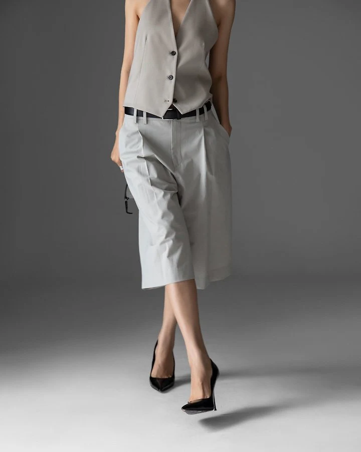Paper Moon - Korean Women Fashion - #womensfashion - Classic Wide Fit Bermuda Trousers - 4